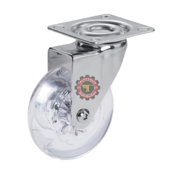 Roue cristal pivotante à moyeu lisse à plaque