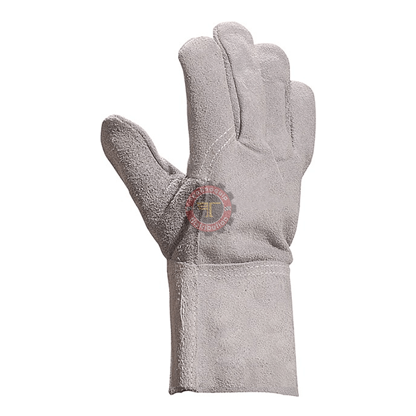 Gant entièrement cuir croûte gris