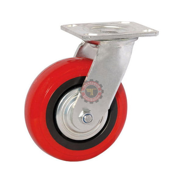 Roue pivotante rouge DN 50 mm