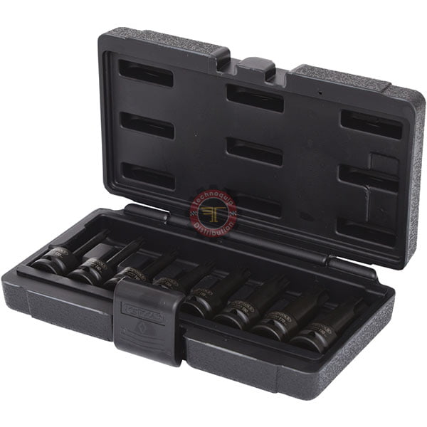 Jeu de 8 douilles longues à chocs TORX®